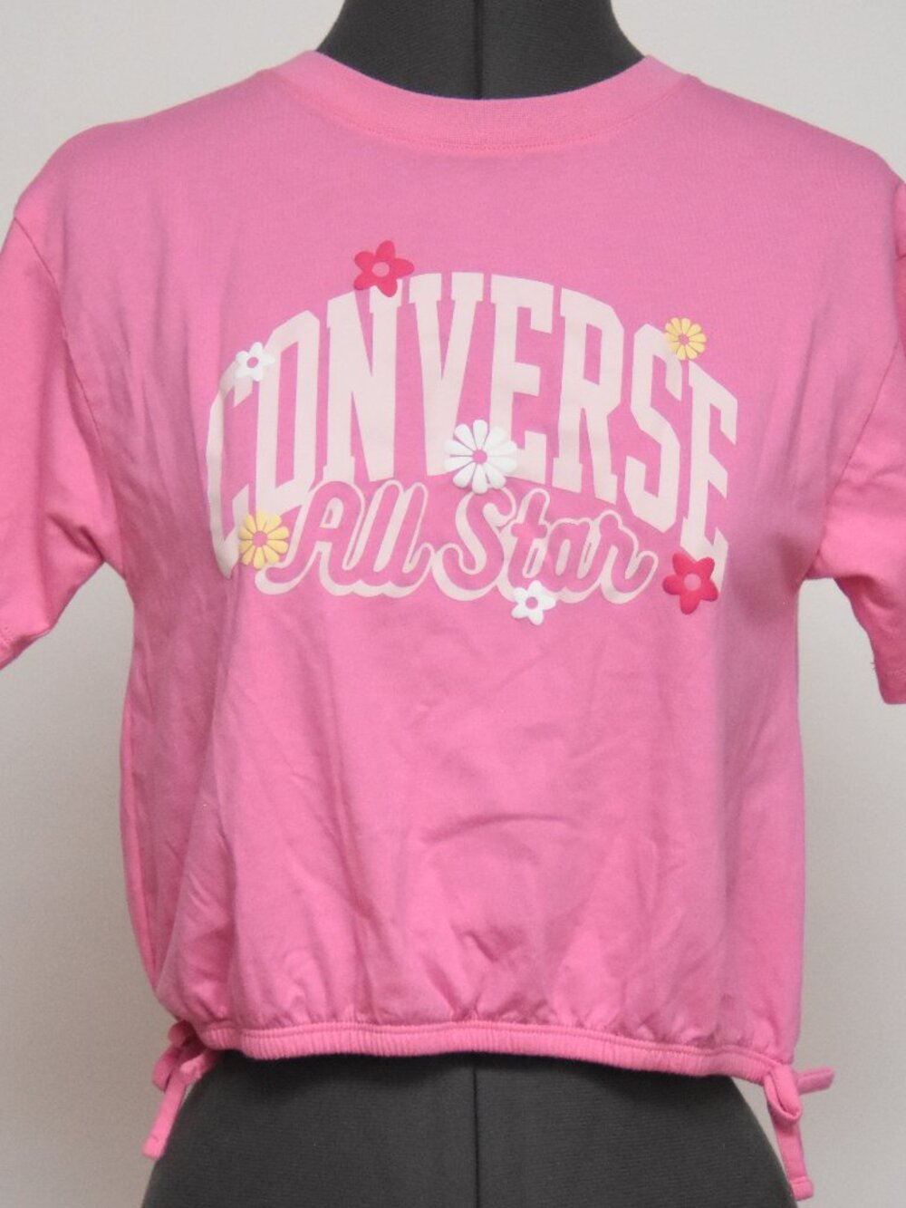 Converse Girls All Star Pink Graphic Tie-Side T-Shirt Size 10-12 (Medium)